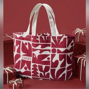 Vuori Red and White Patterned Tote